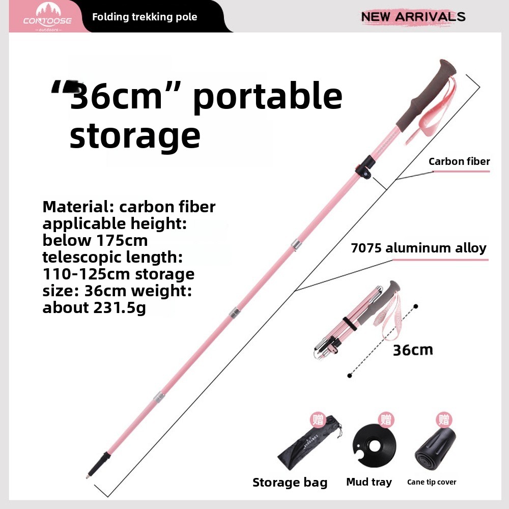 Folding Walking Sticks Hiking Adjustable - 1 bâton de randonnée pliable ultraléger