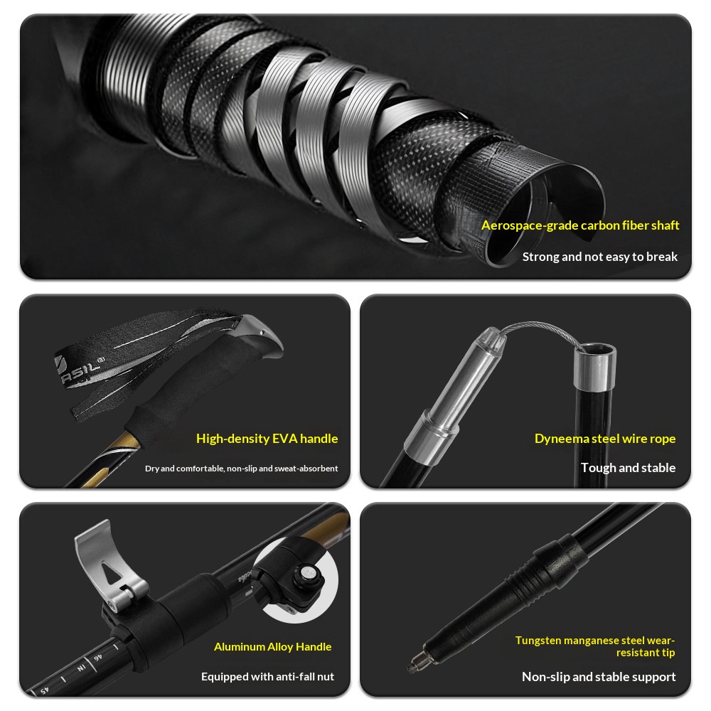 Bâtons de trekking ultralégers - Carbon Fiber Trekking Poles Ultralight Pair avis et prix