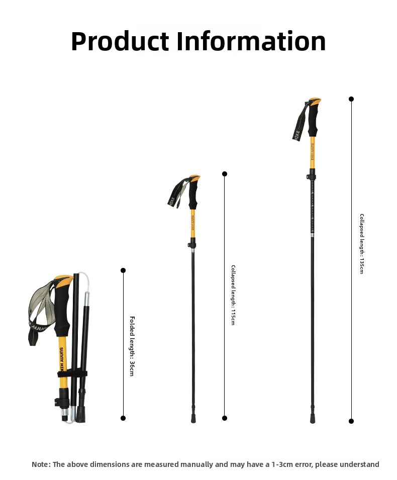 Bâton de randonnée pliable en  - Folding Walking Sticks Hiking Adjustable avis et prix