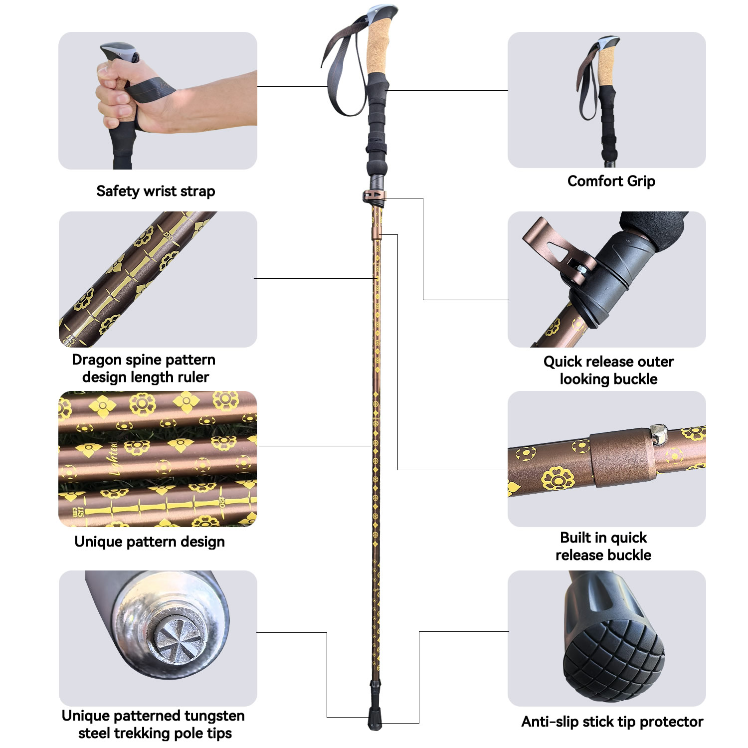Bâton de randonnée et de trekk - Folding Walking Sticks Hiking Adjustable avis et prix