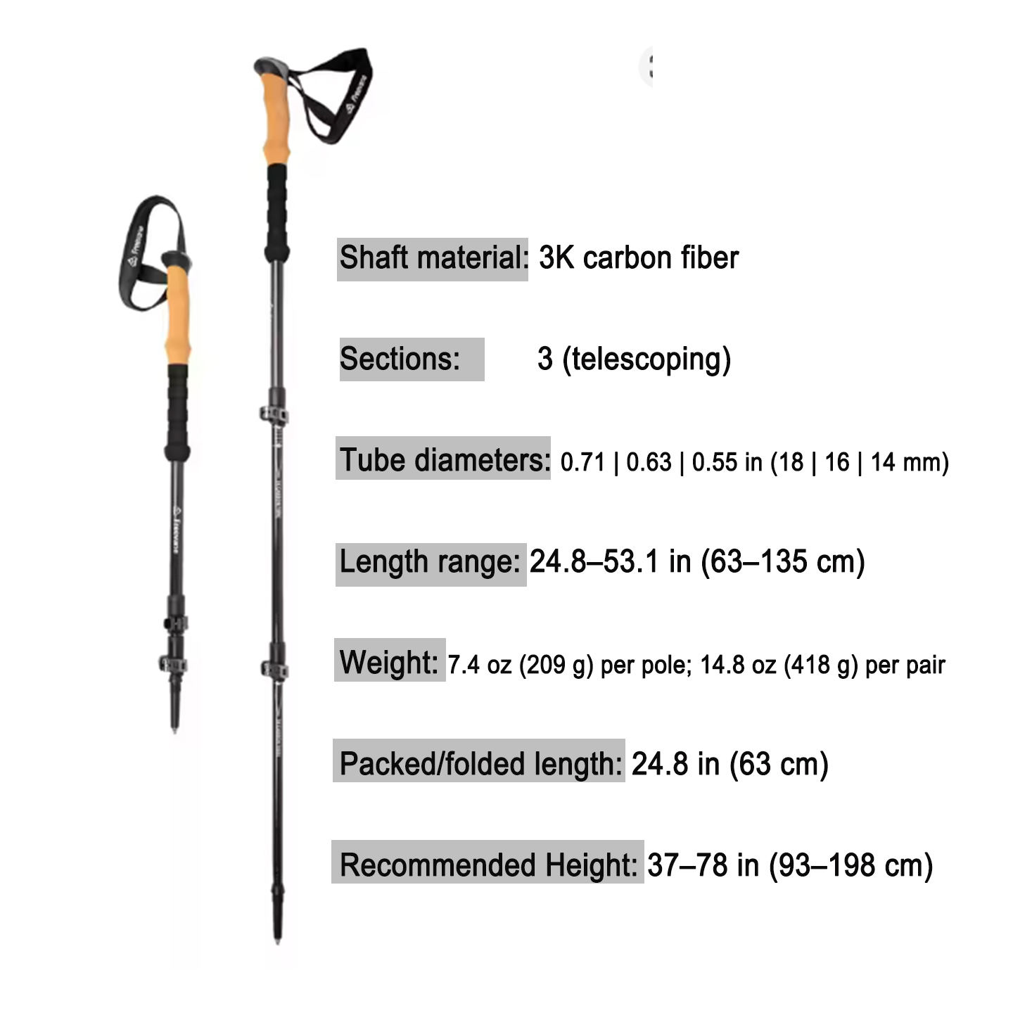 Bâtons de randonnée télescopiq - Carbon Fiber Trekking Poles Ultralight Pair avis et prix